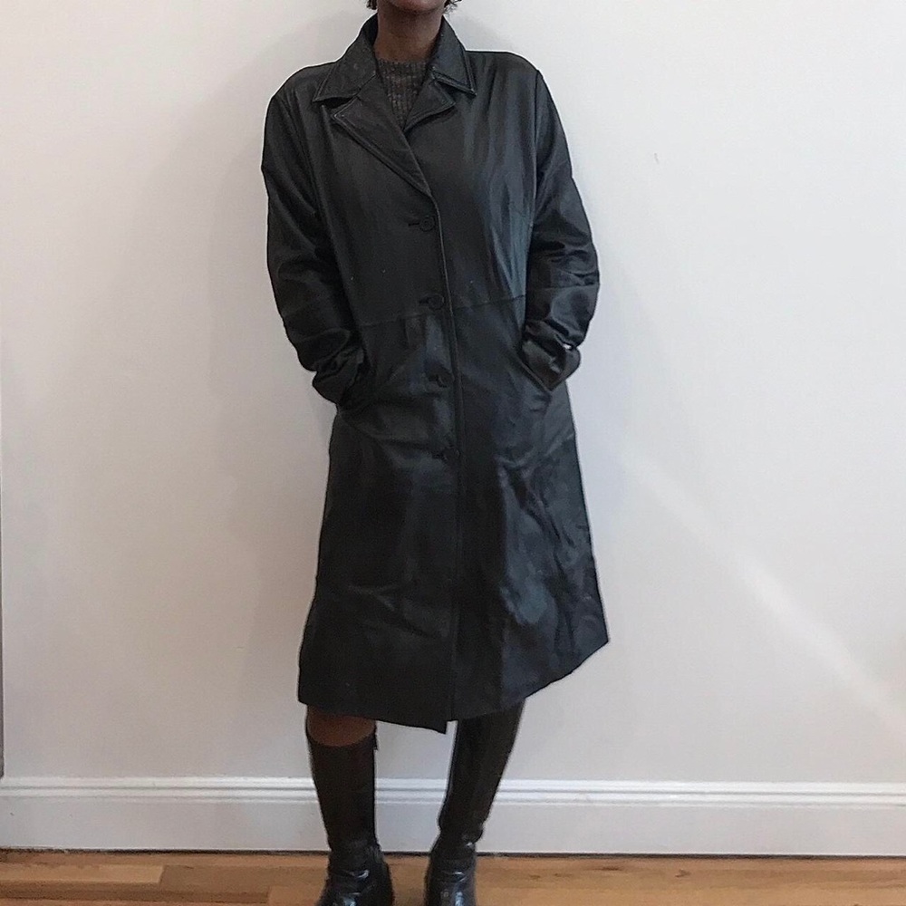 SERGIO BENNINI BLACK LEATHER COAT